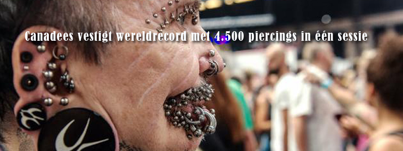 Canadees vestigt wereldrecord met 4.500 piercings in één sessie Canadees vestigt wereldrecord met 4.500 piercings in één sessie