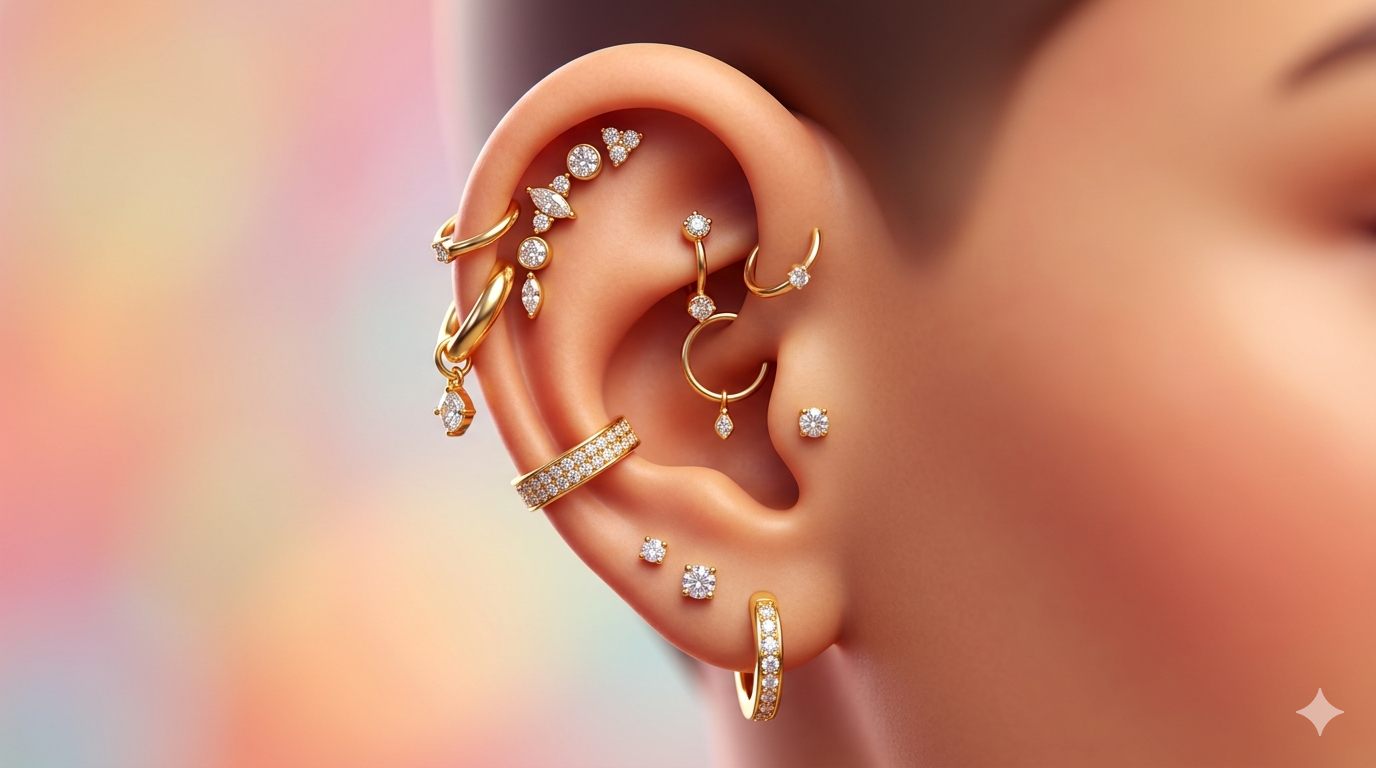 De kunst van de 'Curated Ear': Zo stel je de perfecte oorpiercing combinatie samen