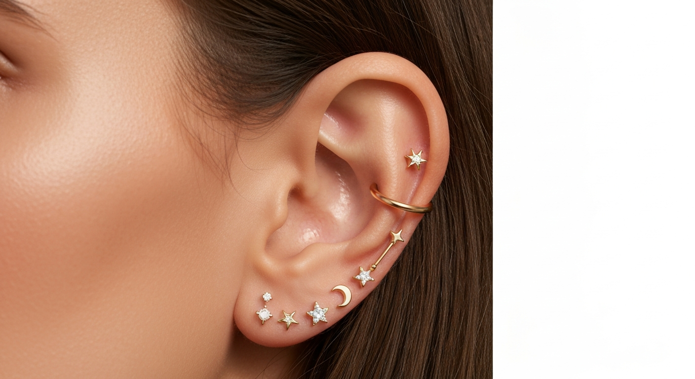 De kunst van Ear Curation: Hoe combineer je verschillende oorpiercings tot één geheel?