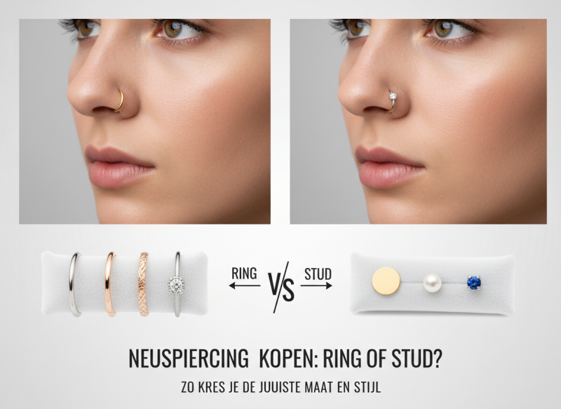 Neuspiercing kopen: ring of stud? Zo kies je de juiste maat en stijl