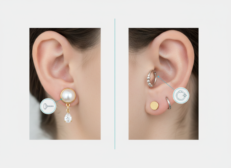 Piercings of oorbellen: het verschil