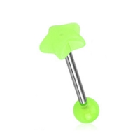 Tongpiercing glow in the dark ster groen