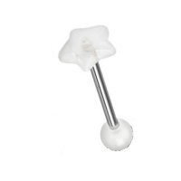 Zungenpiercing Glow in the Dark Stern weiß