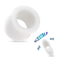 14 mm Double-Flared Tunnel weiches Silikon weiß