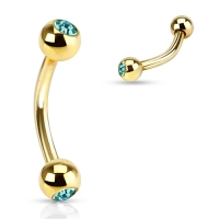 Piercingstein Aqua vergoldet