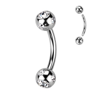 Gebogenes Piercing Kristallkugel weiß