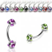 Gebogen Piercing crystal ball wit