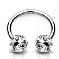 Piercing crystal ball ring wit