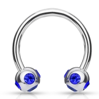 Piercing Kristallkugel Ring blau