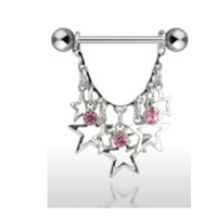 Brustwarzenpiercing Anhänger Sterne rosa