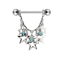 Brustwarzenpiercing Anhänger Sterne aqua