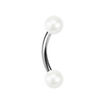 Gebogene Piercingperle Weiß - 1,2mm