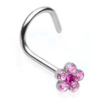 Nasenpiercing Kurve Blume rosa