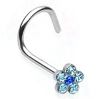 Nasenpiercing Kurve Blume Aqua