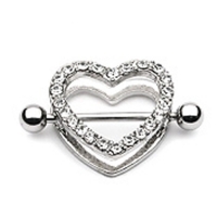 Tepelpiercing hartje wit