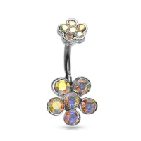 Navelpiercing dubbele bloem multi kleur