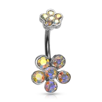 Bauchnabelpiercing Doppelblüte mehrfarbig