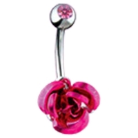Navelpiercing metalen roos roze