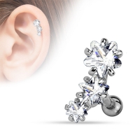 Piercing 3 Sterne CZ weiß