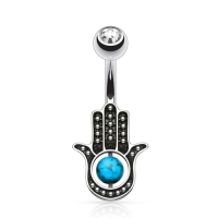 Bauchnabelpiercing Karma Hand mit Stein