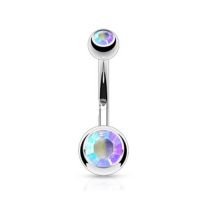 Piercing dubbel steentje multi kleur groot