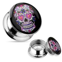 14mm Schraubverschluss Plug Totenkopf rosa