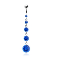 Bauchnabelpiercing CZ Tropfen lang Anhänger blau