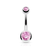 Piercing dubbel steentje roze