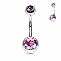 Piercing Doppelstein rosa