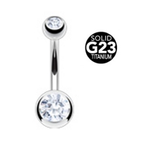 Piercing titanium steen wit groot