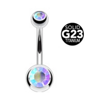 Piercing titanium steen multi kleur groot