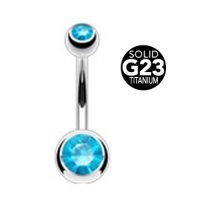 Piercing titanium steen aqua groot