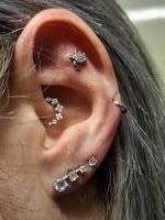 Piercing 3 steentjes vierkant 1.2x6 - zilver