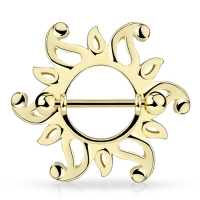 Brustwarzenpiercing Sonne vergoldet
