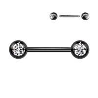 Piercing Titan schwarz Doppelstein weiß 14mm