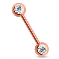 Piercing Titan vergoldet Rose Doppelstein weiß 14mm