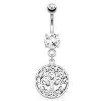 Bauchnabelpiercing Lebensbaum mit CZ Steinen