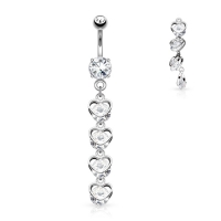 Bauchnabelpiercing 4 vertikale Herzen Anhänger
