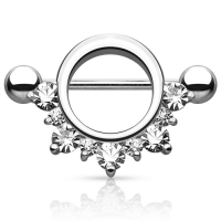 Brustwarzenpiercing Halbkreis CZ weiße Steine