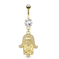 Bauchnabelpiercing vergoldeter Hamsa-Anhänger 14kt