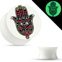 5 mm doppelt ausgestellter, im Dunkeln leuchtender Plug Hamsa