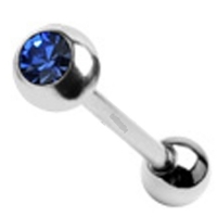 Piercing met zirkonia blauw