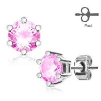 Ohrringe dicker Stein rosa