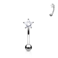 Piercing CZ Stein Stern weiß