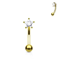 Piercing CZ Stein Stern weiß vergoldet 14 kt.
