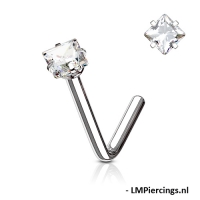 Nasenpiercing quadratischer Stein weiß