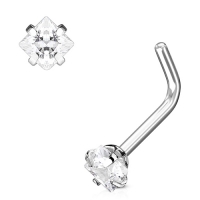 Neus piercing vierkant steentje wit