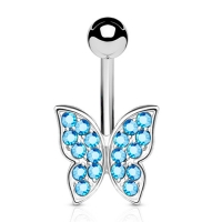 Bauchnabelpiercing Schmetterling aqua