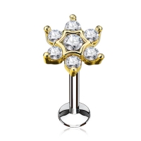 Piercing CZ Stern goldfarben 6 mm
