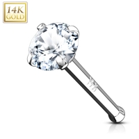 Nasenpiercing aus 14 Karat Weißgold mit 3 mm Stein